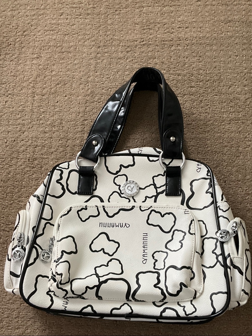 Bear print bowler bag